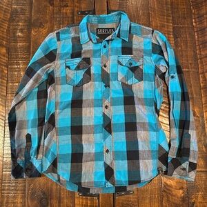 Surplus Women’s Knit Plaid Button Down